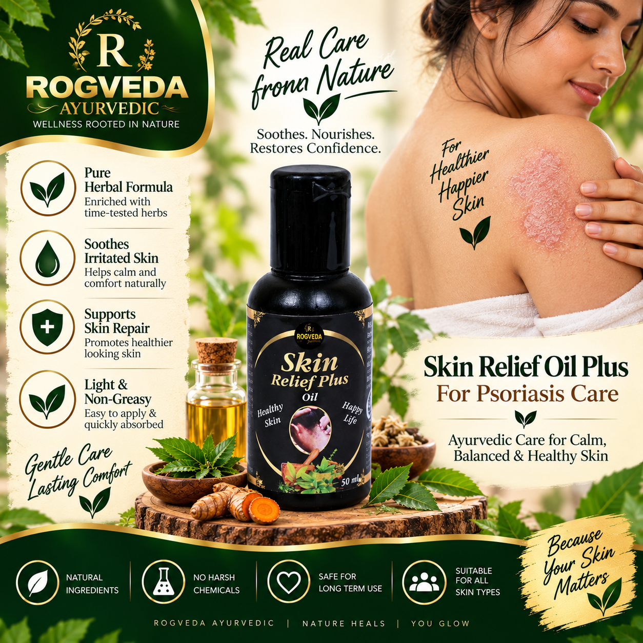Rogveda Skin Relief Oil Plus for Psoriasis Care - Image 4