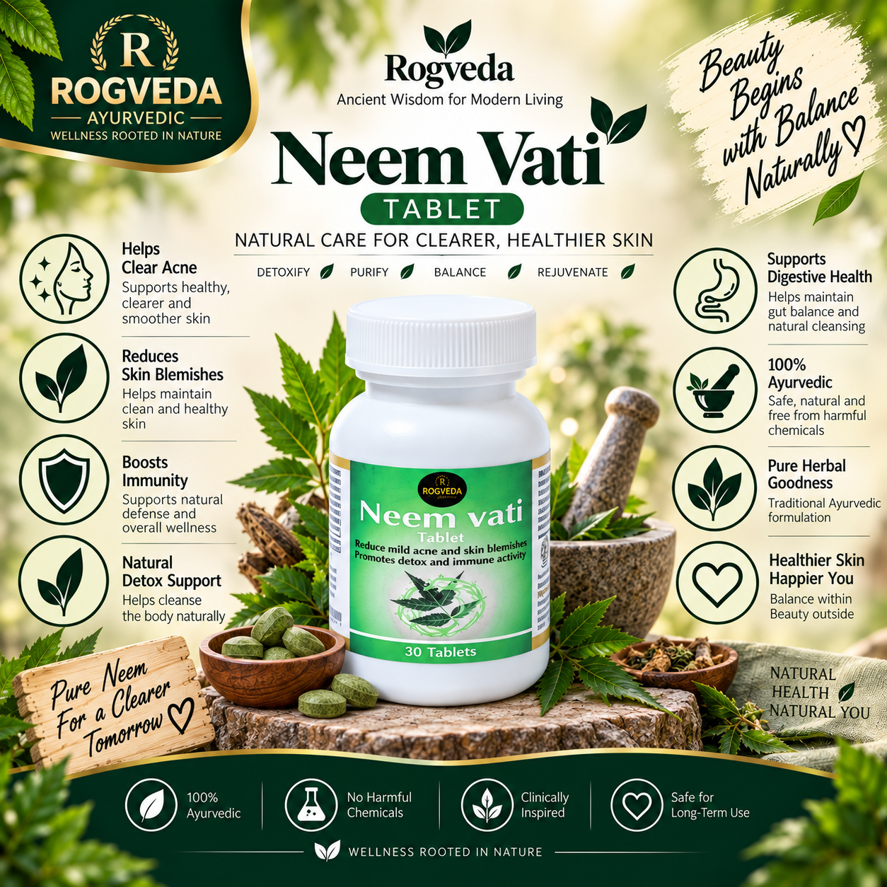 Rogveda Neem Vati - Tablets - Image 4